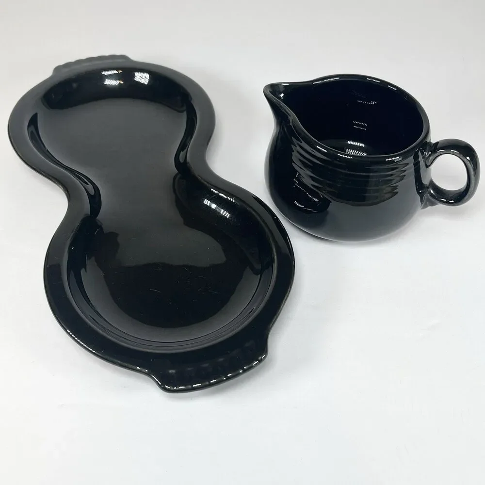 Homer Laughlin Fiesta USA Black Creamer & Underplate Tray Dish Fiesta ware